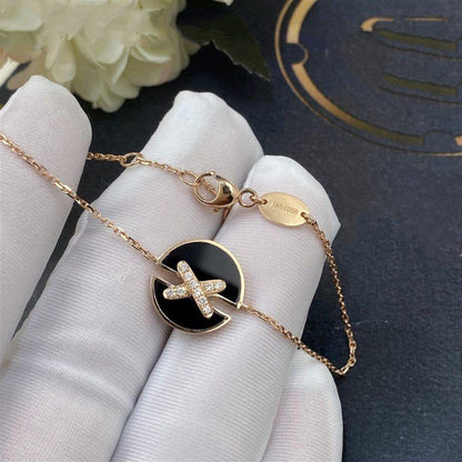 [Panda Jewelry]JEUX DE BRACELET ONYX PINK GOLD DIAMOND