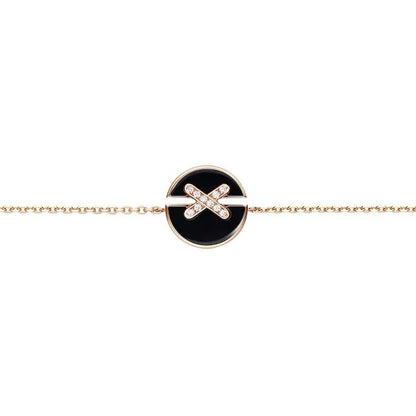 [Panda Jewelry]JEUX DE BRACELET ONYX PINK GOLD DIAMOND