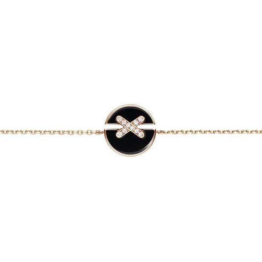 [Panda Jewelry]JEUX DE BRACELET ONYX PINK GOLD DIAMOND