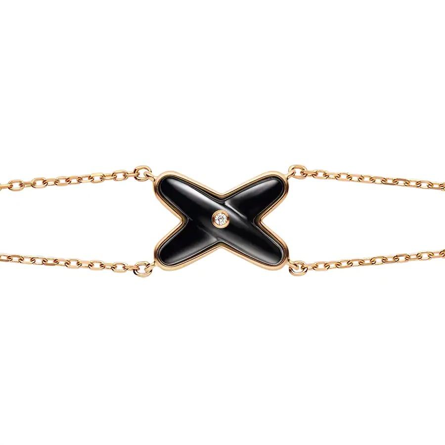 [Panda Jewelry]JEUX BRACELET ONYX PINK GOLD 1 DIAMOND