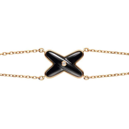 [Panda Jewelry]JEUX BRACELET ONYX PINK GOLD 1 DIAMOND