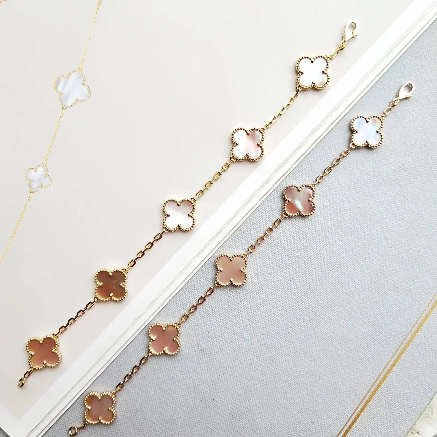 [Panda Jewelry] CLOVER 5 MOTIFS  PINK MOP BRACELET COLLECTION