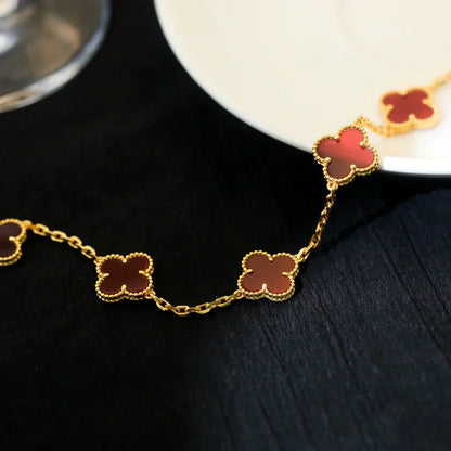 [Panda Jewelry] CLOVER 5 MOTIF RED CORNELIAN BRACELET COLLECTION