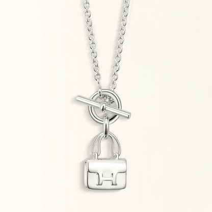 [Panda Jewelry]POP H PEDANT SILVER NECKLACE