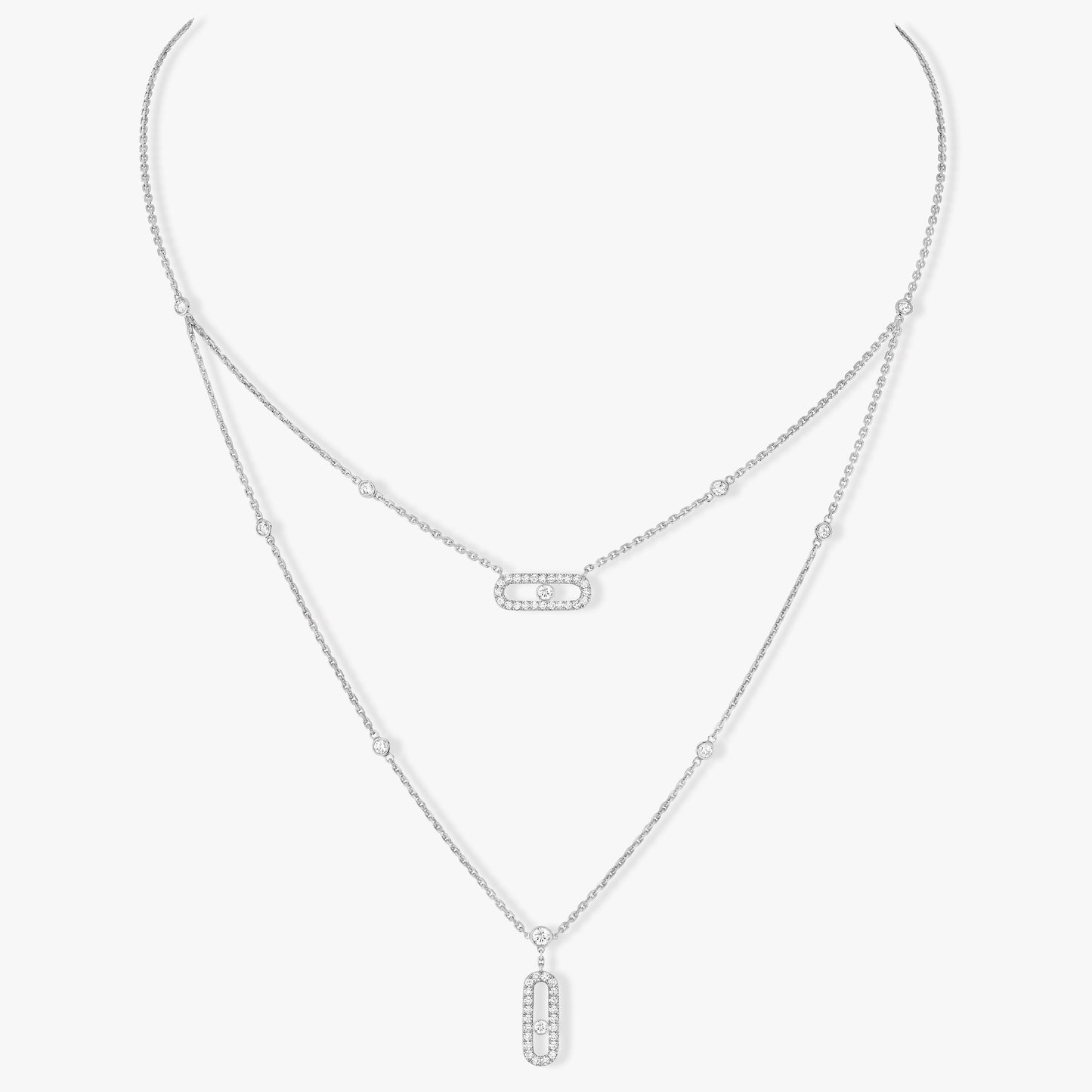 [Panda Jewelry]MOVE 2 ROW DIAMOND NECKLACE
