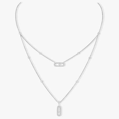 [Panda Jewelry]MOVE 2 ROW DIAMOND NECKLACE