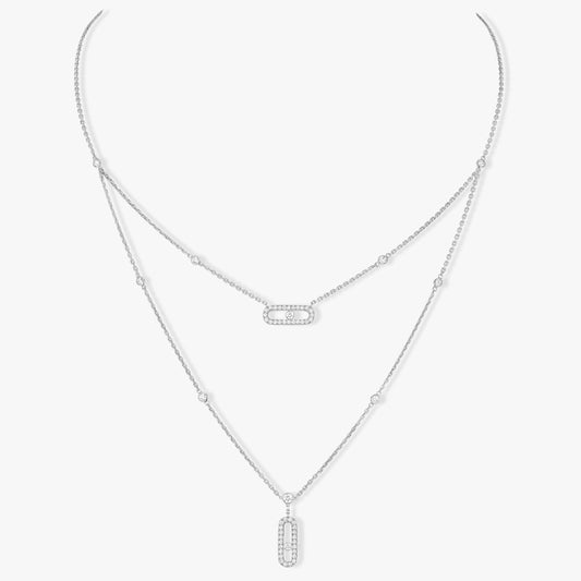 [Panda Jewelry]MOVE 2 ROW DIAMOND NECKLACE