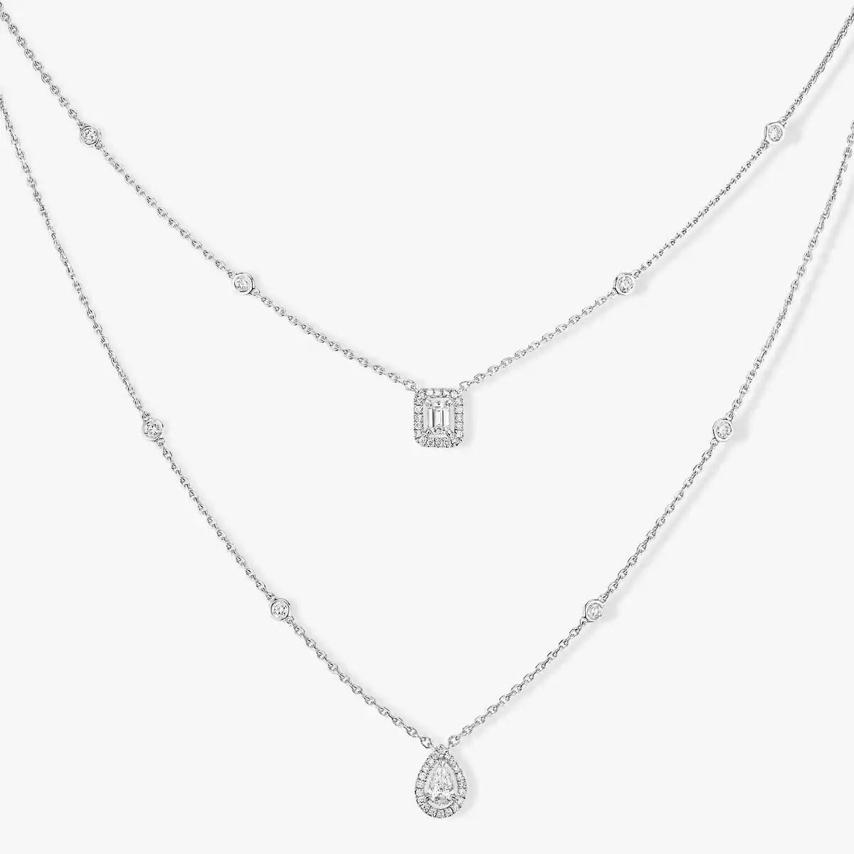 [Panda Jewelry]Diamond Necklace My Twin 2 Rows