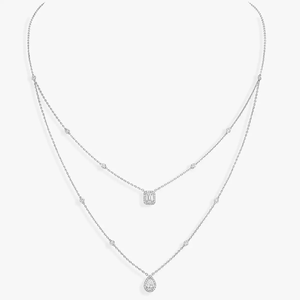 [Panda Jewelry]Diamond Necklace My Twin 2 Rows