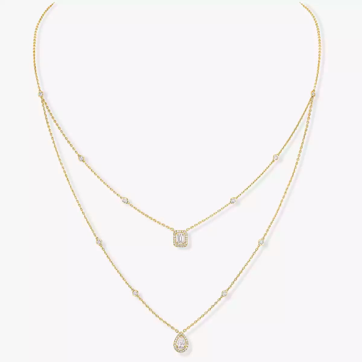 [Panda Jewelry]Diamond Necklace My Twin 2 Rows