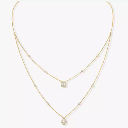 [Panda Jewelry]Diamond Necklace My Twin 2 Rows