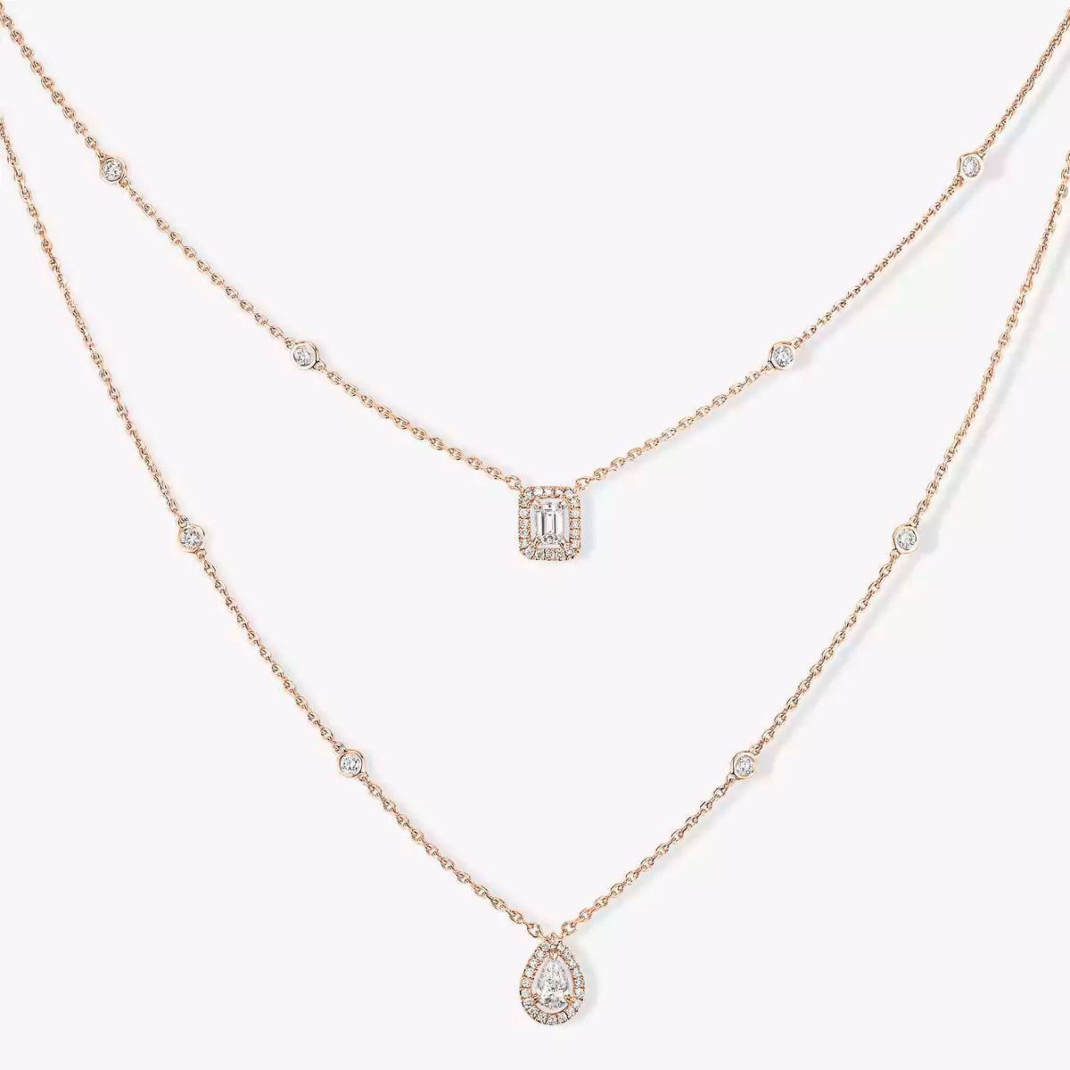 [Panda Jewelry]Diamond Necklace My Twin 2 Rows