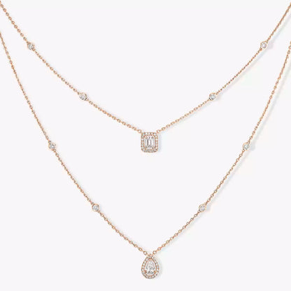[Panda Jewelry]Diamond Necklace My Twin 2 Rows