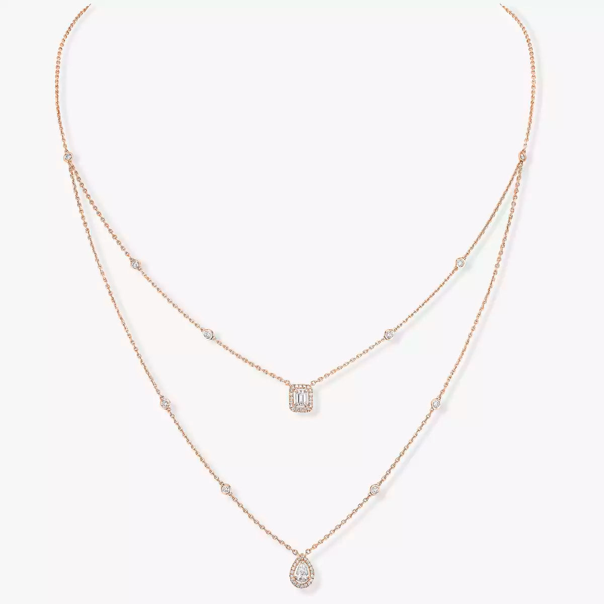 [Panda Jewelry]Diamond Necklace My Twin 2 Rows