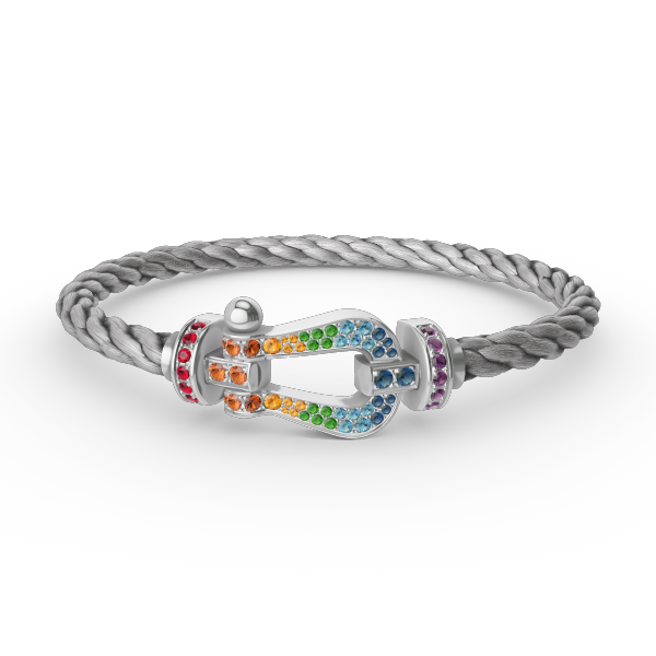 [Panda Jewelry]FORC LARGE HORSESHOE  COLORED DIAMOND BRACELET SILVER