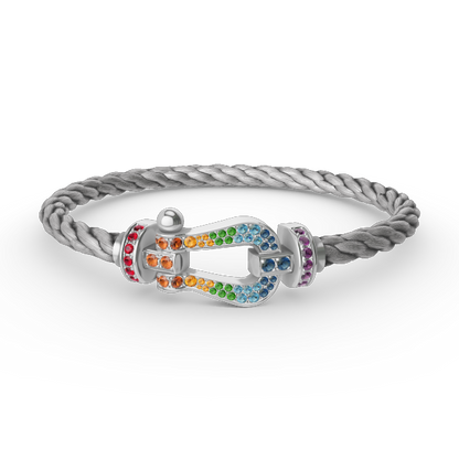 [Panda Jewelry]FORC LARGE HORSESHOE  COLORED DIAMOND BRACELET SILVER
