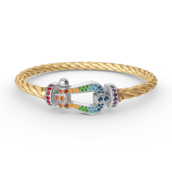 [Panda Jewelry]FORC LARGE HORSESHOE  COLORED DIAMOND BRACELET SILVER