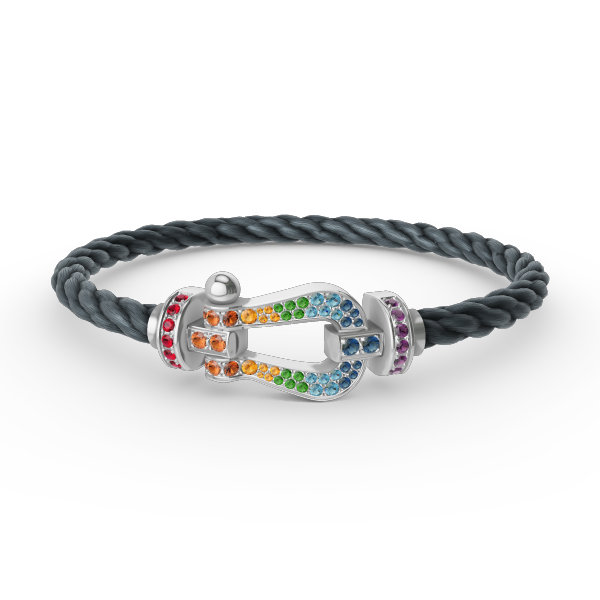 [Panda Jewelry]FORC LARGE HORSESHOE  COLORED DIAMOND BRACELET SILVER