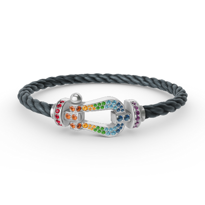 [Panda Jewelry]FORC LARGE HORSESHOE  COLORED DIAMOND BRACELET SILVER