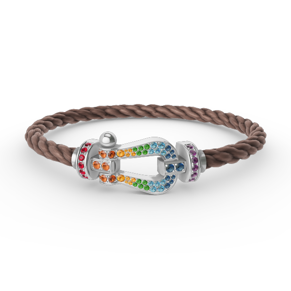 [Panda Jewelry]FORC LARGE HORSESHOE  COLORED DIAMOND BRACELET SILVER