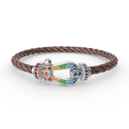 [Panda Jewelry]FORC LARGE HORSESHOE  COLORED DIAMOND BRACELET SILVER