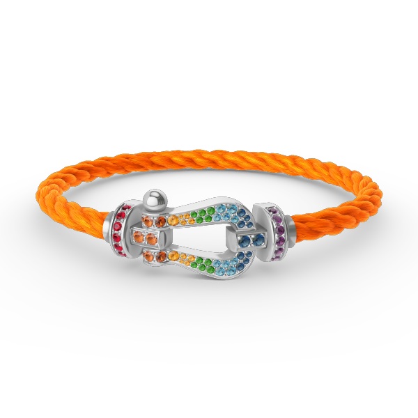 [Panda Jewelry]FORC LARGE HORSESHOE  COLORED DIAMOND BRACELET SILVER