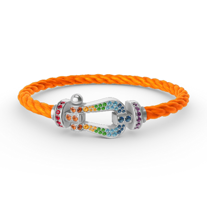 [Panda Jewelry]FORC LARGE HORSESHOE  COLORED DIAMOND BRACELET SILVER