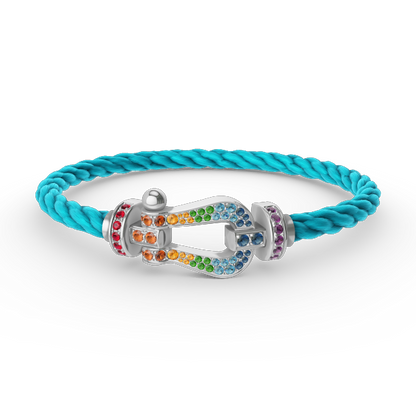[Panda Jewelry]FORC LARGE HORSESHOE  COLORED DIAMOND BRACELET SILVER