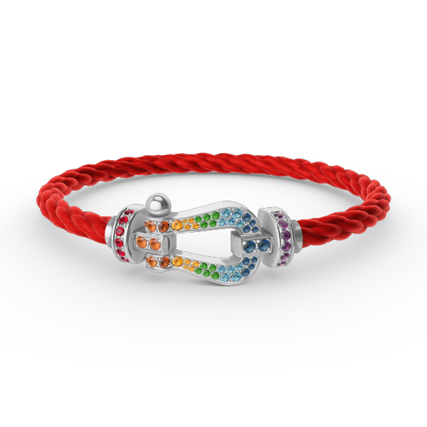 [Panda Jewelry]FORC LARGE HORSESHOE  COLORED DIAMOND BRACELET SILVER