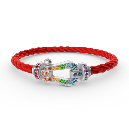 [Panda Jewelry]FORC LARGE HORSESHOE  COLORED DIAMOND BRACELET SILVER