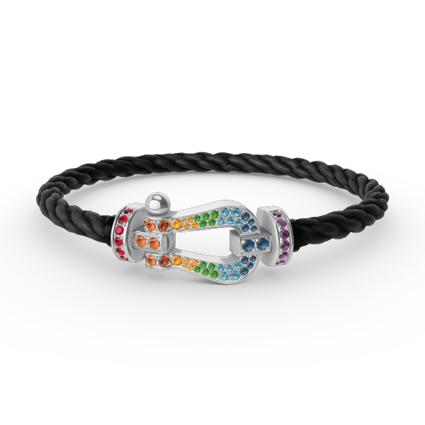 [Panda Jewelry]FORC LARGE HORSESHOE  COLORED DIAMOND BRACELET SILVER