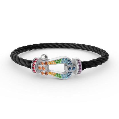 [Panda Jewelry]FORC LARGE HORSESHOE  COLORED DIAMOND BRACELET SILVER
