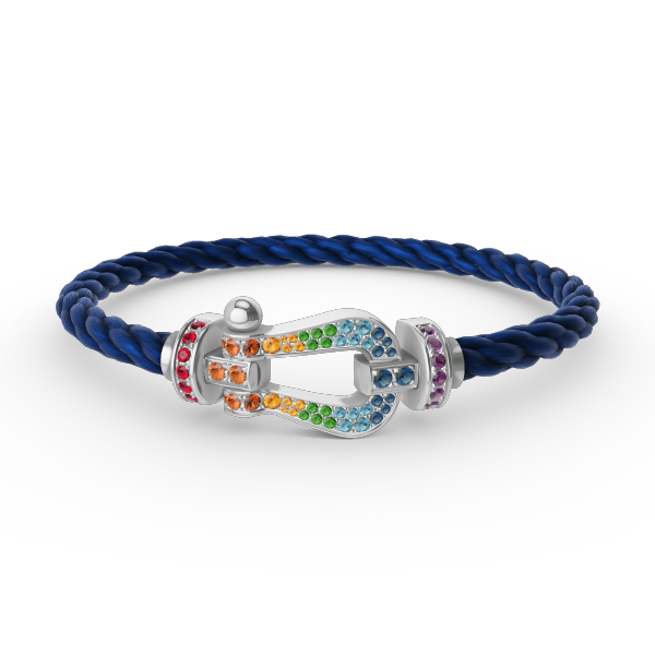 [Panda Jewelry]FORC LARGE HORSESHOE  COLORED DIAMOND BRACELET SILVER
