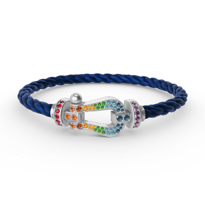 [Panda Jewelry]FORC LARGE HORSESHOE  COLORED DIAMOND BRACELET SILVER