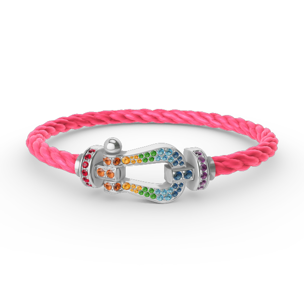 [Panda Jewelry]FORC LARGE HORSESHOE  COLORED DIAMOND BRACELET SILVER