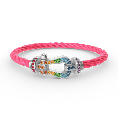 [Panda Jewelry]FORC LARGE HORSESHOE  COLORED DIAMOND BRACELET SILVER