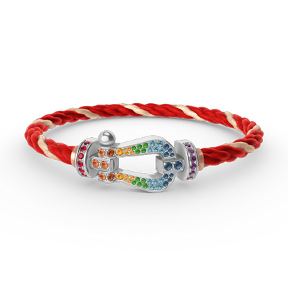 [Panda Jewelry]FORC LARGE HORSESHOE  COLORED DIAMOND BRACELET SILVER