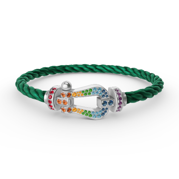 [Panda Jewelry]FORC LARGE HORSESHOE  COLORED DIAMOND BRACELET SILVER