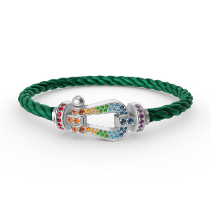 [Panda Jewelry]FORC LARGE HORSESHOE  COLORED DIAMOND BRACELET SILVER