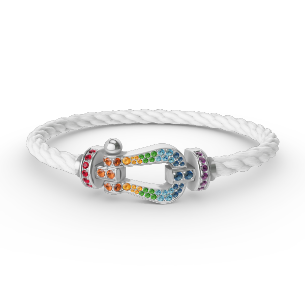 [Panda Jewelry]FORC LARGE HORSESHOE  COLORED DIAMOND BRACELET SILVER