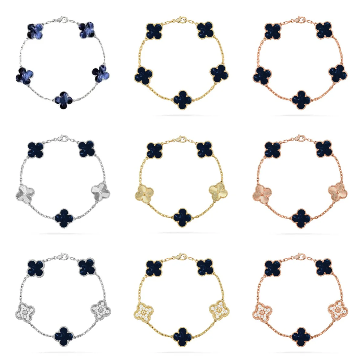 [Panda Jewelry]CLOVER 5 MOTIF PIETERSITE BRACELET COLLECTION