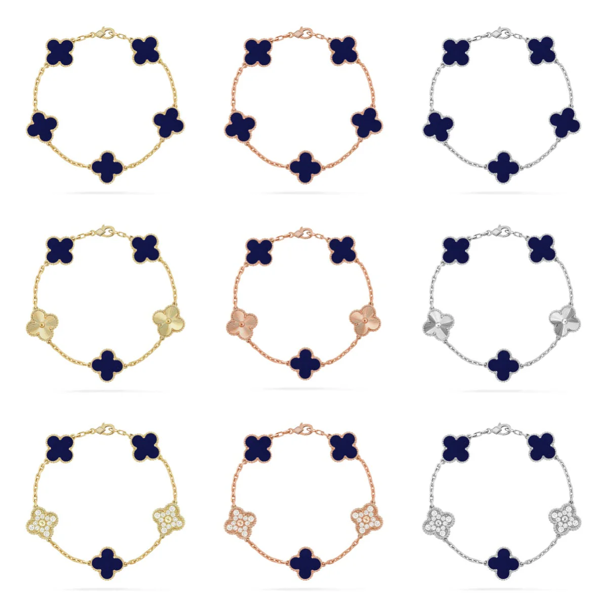 [Panda Jewelry]CLOVER 5 MOTIF LAPIS LAZULI BRACELET COLLECTION