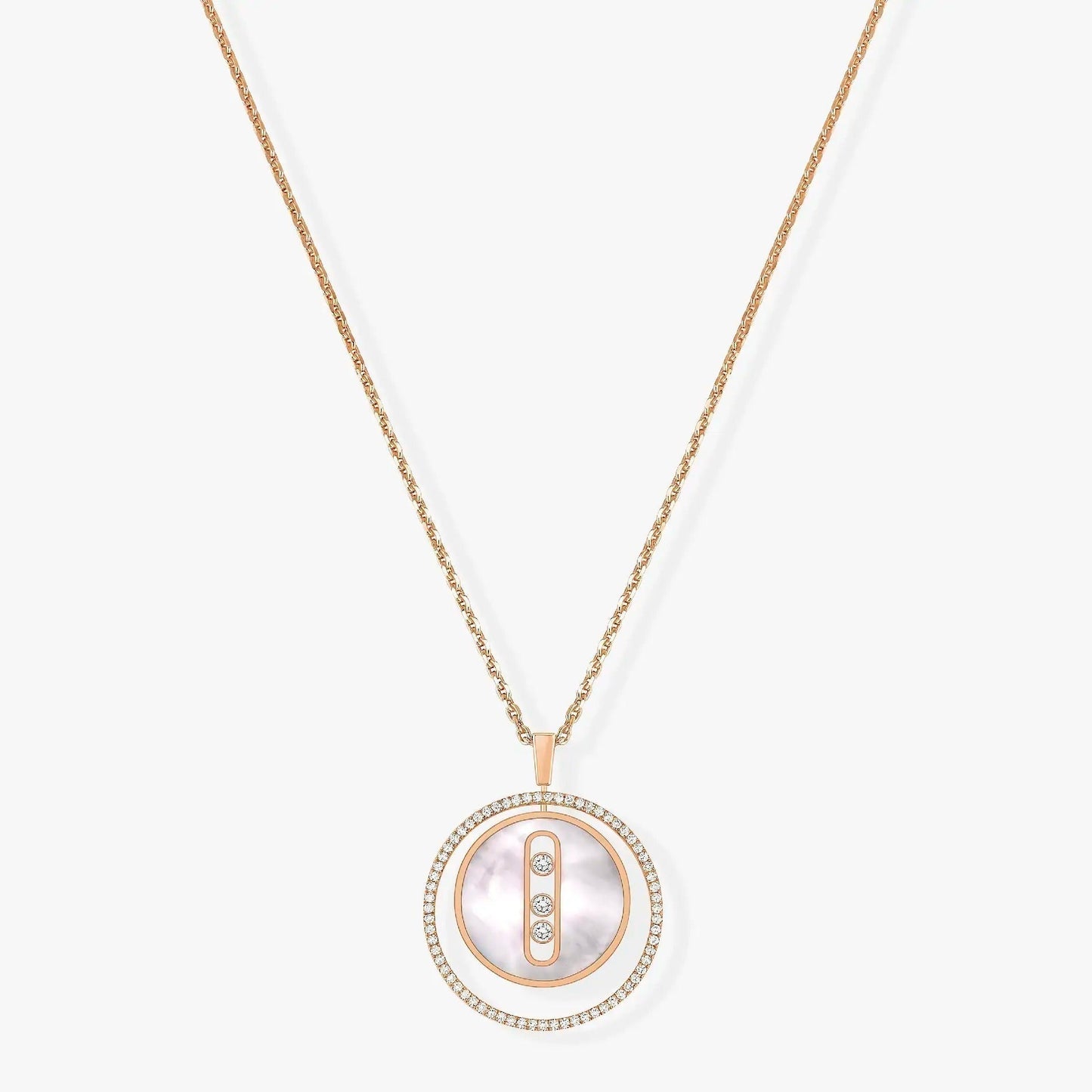 [Panda Jewelry]LUCKY MOVE MM NACRE BLANCHE DIAMOND NECKLACE