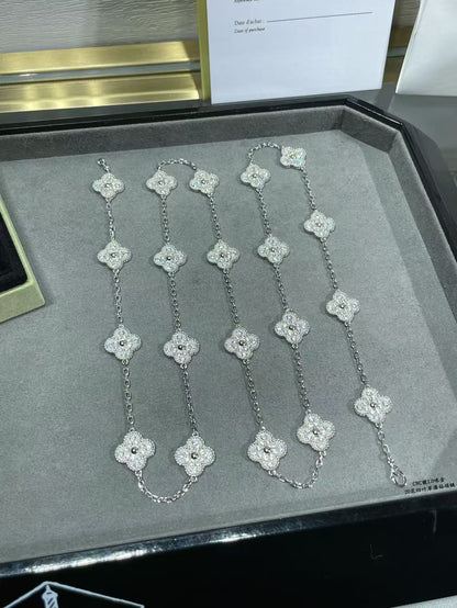 [Panda Jewelry]CLOVER 20 MOTIFS FULL-DIAMOND NECKLACE