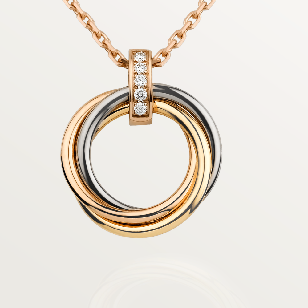 [Panda Jewelry]TRINITY NECKLACE GOLD  DIAMONDS