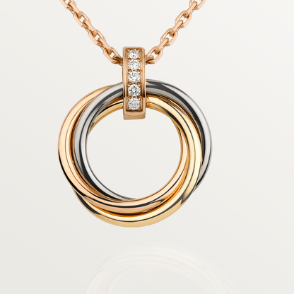 [Panda Jewelry]TRINITY NECKLACE GOLD  DIAMONDS
