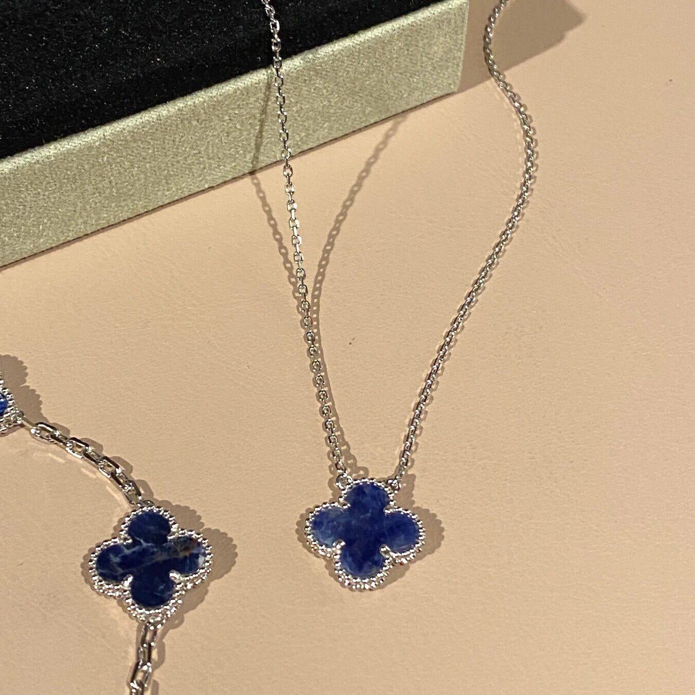[Panda Jewelry]CLOVER 15MM PIETERSITE NECKLACE SILVER