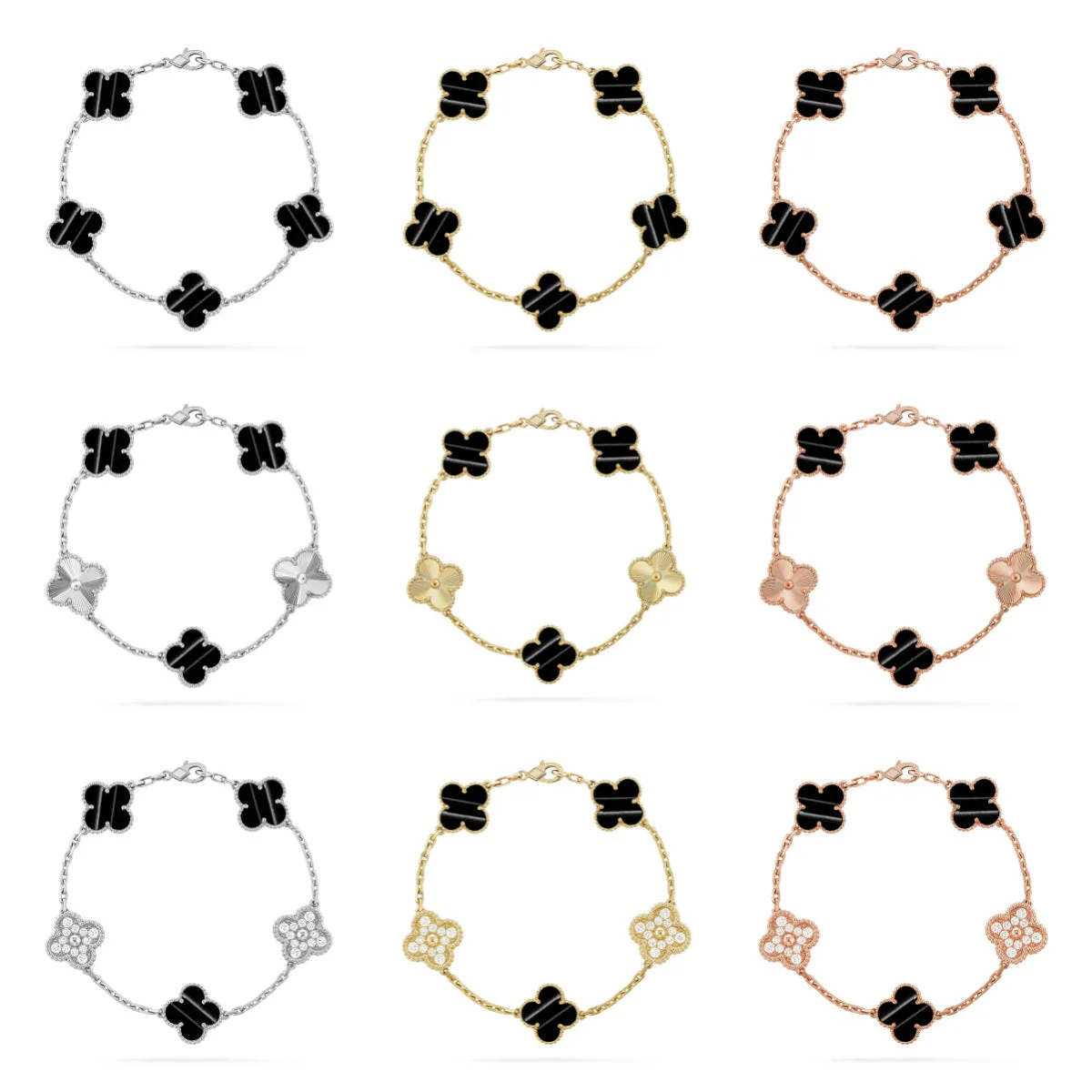 [Panda Jewelry] CLOVER 5 MOTIF PULSAR STONE BRACELET COLLECTION