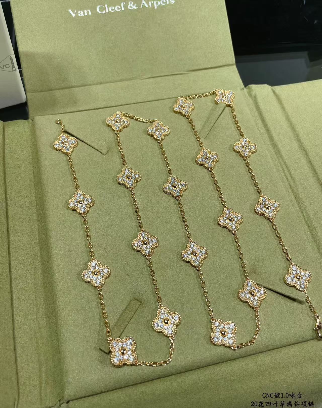 [Panda Jewelry]CLOVER 20 MOTIFS FULL-DIAMOND NECKLACE