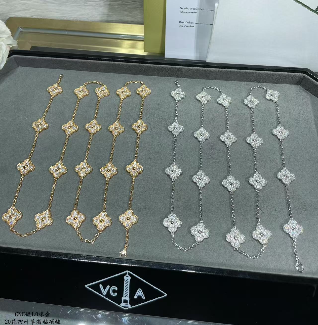 [Panda Jewelry]CLOVER 20 MOTIFS FULL-DIAMOND NECKLACE